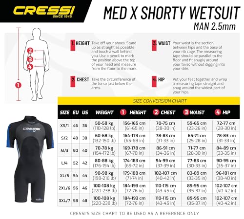 Cressi Med X Men’s – Shorty Herren Neoprenanzug Premium Neopren 2.5 mm - 5