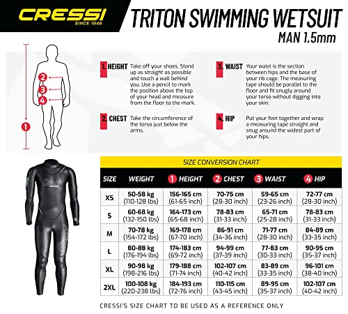 Cressi Triton, Schwimmanzug Herren Neopren, Triathlonanzug 1.5mm,Schwarz - 6