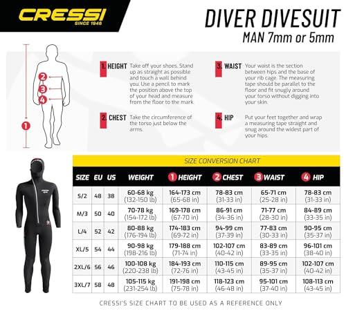 Cressi Herren Diver Man Monopiece Wetsuit Premium Neopren Tauchanzug - 5
