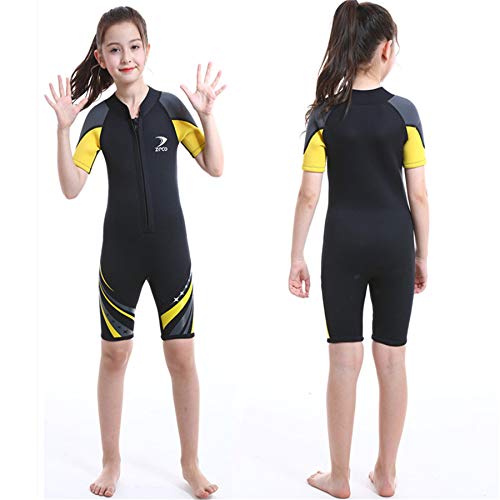 ZCCO Neoprenanzug Kinder, Kids Neoprenanzug 2.5mm Neopren Thermal Badeanzug, Neopren Front Zipper Taucheranzüge Surfen Schwimmen Tauchen Warmhalten für Wassersport,Schwarz L - 2
