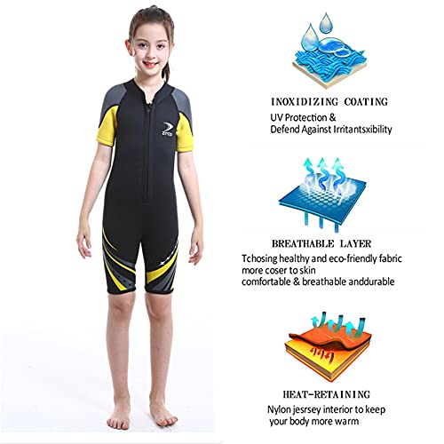 ZCCO Neoprenanzug Kinder, Kids Neoprenanzug 2.5mm Neopren Thermal Badeanzug, Neopren Front Zipper Taucheranzüge Surfen Schwimmen Tauchen Warmhalten für Wassersport,Schwarz L - 4